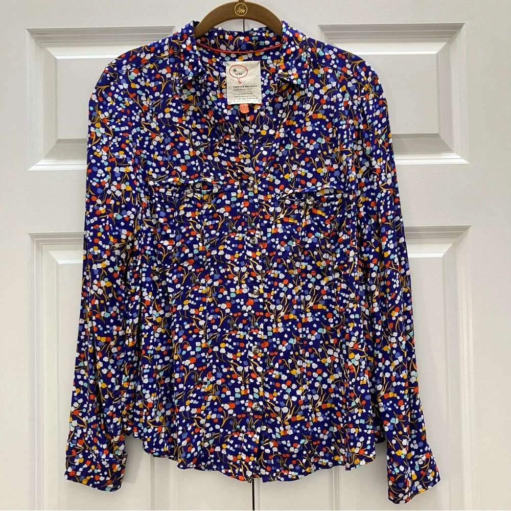Anthropologie Pop Potpourri Colloquial Top Blouse Shirt 9 of 52 Conversations 6